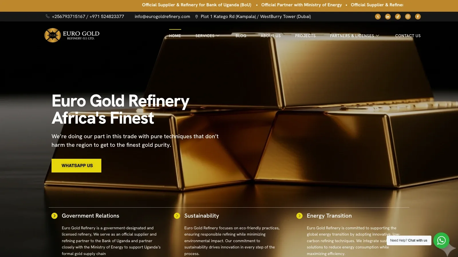 Euro Gold Refinery — A refinery's corporate site, built to establish credibility with trade partners.