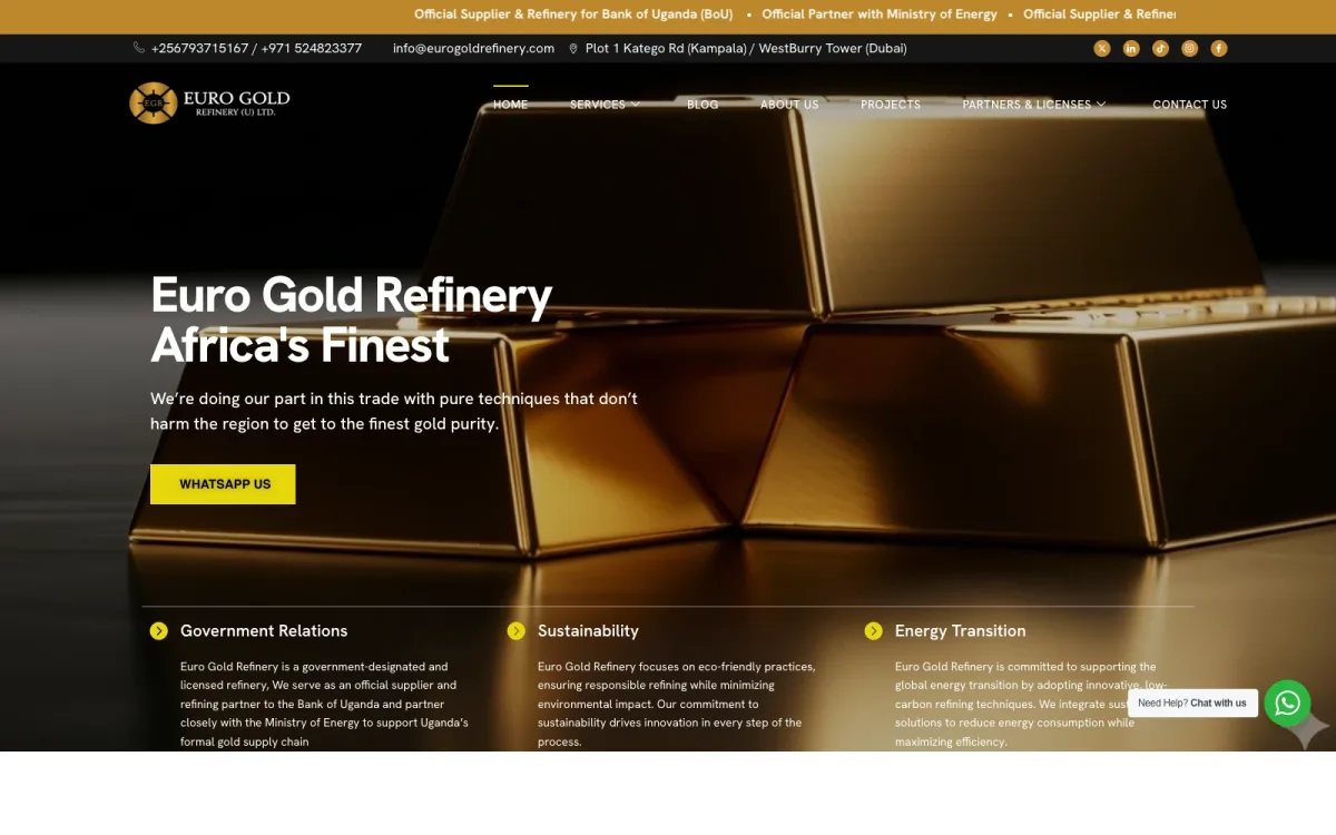 Euro Gold Refinery — A refinery's corporate site, built to establish credibility with trade partners.