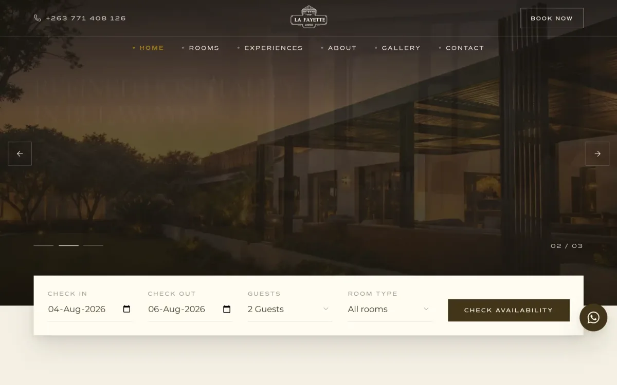 The Lafayette — A hospitality brand presence built to convert browsers into bookings.
