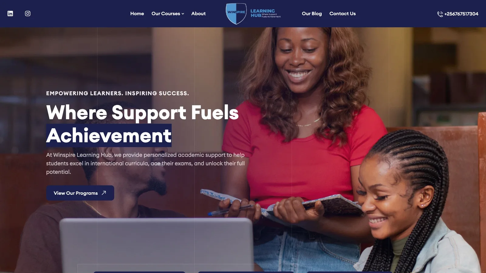 Winspire Learning Hub — A learning platform presenting courses and enrolment in one flow.