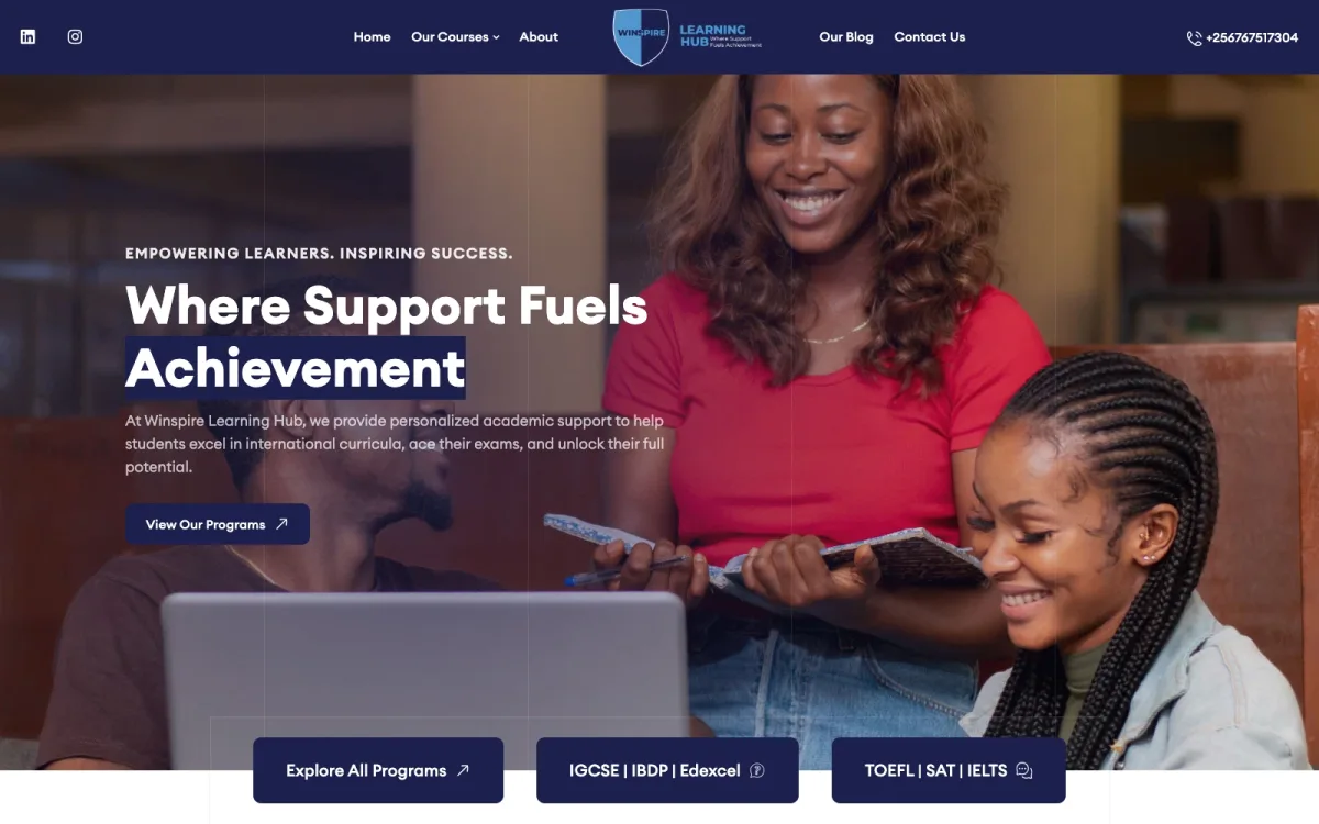 Winspire Learning Hub — A learning platform presenting courses and enrolment in one flow.