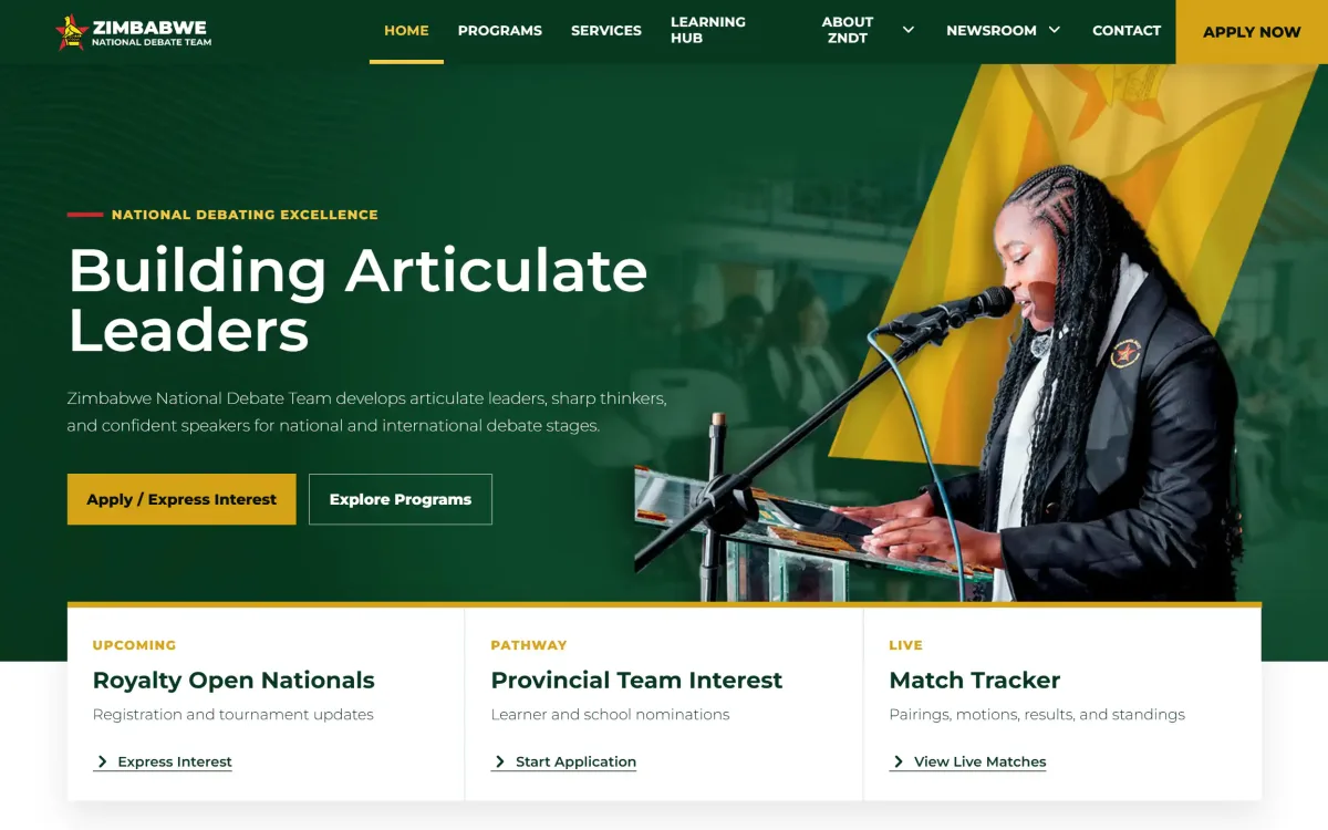 Zimbabwe Debating — An events and membership hub for a national debating association.